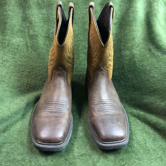 Ariat WorkHog Men's Western Pull-On Work Boots Square Toe Brown H₂O EH - Picture 4 of 16